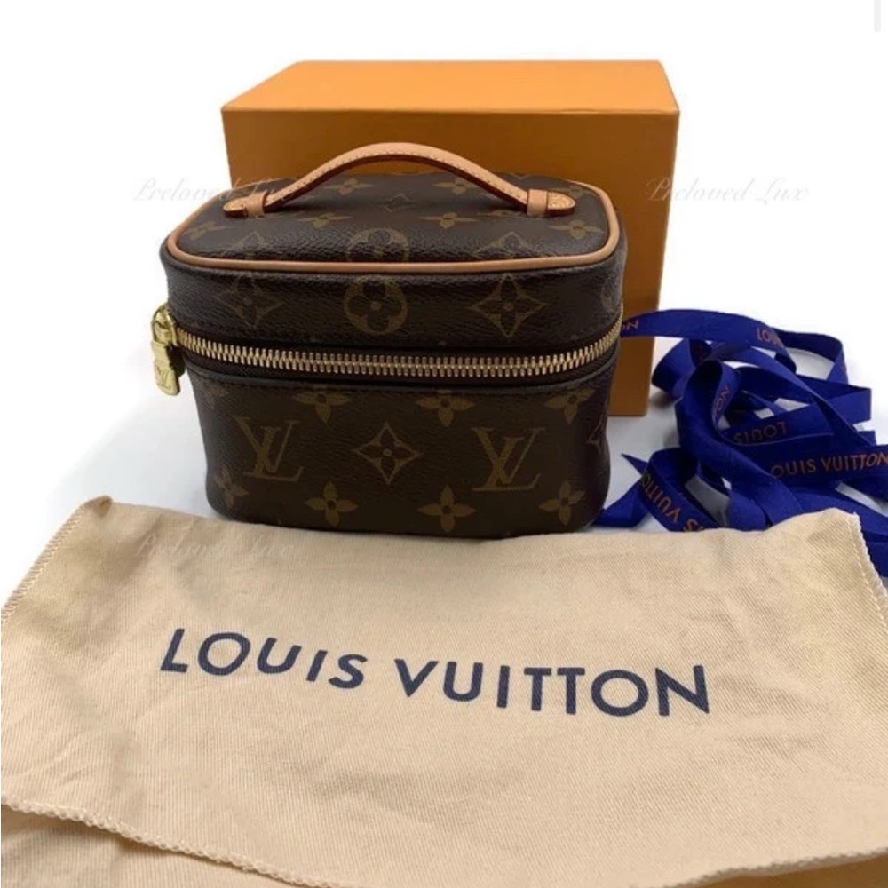 Authentic LOUIS VUITTON Monogram Nano Nice Cosmetic Vanity Top Handle Bag
